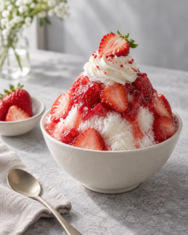 Strawberry bingsu, illustrative presentation